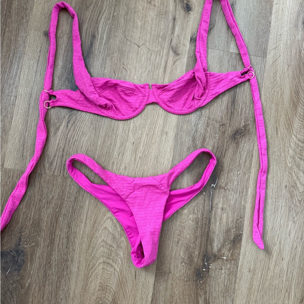 Beach Bunny Hot Pink Textured Two-Piece Bikini